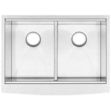 30" Ticor S5302 Bryce Series Graduated Basin Ledge 16-Gauge Stainless Steel Double Basin Zero Radius Curved Apron Sink