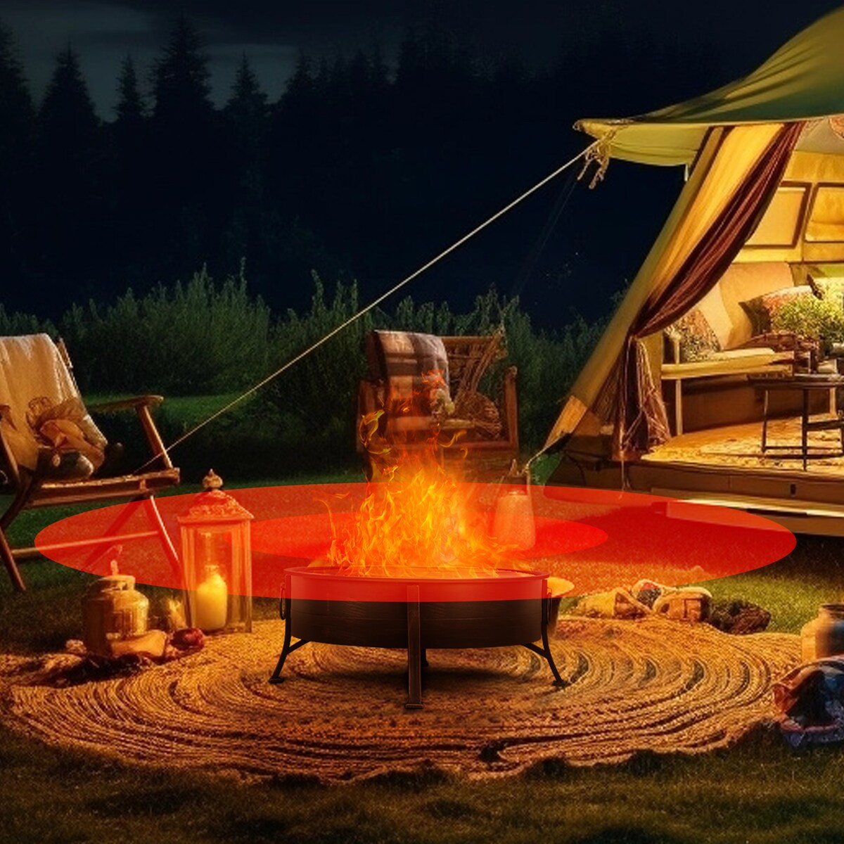 30 in Fire Pit for Outside Wood Burning with Spark Screen Cover