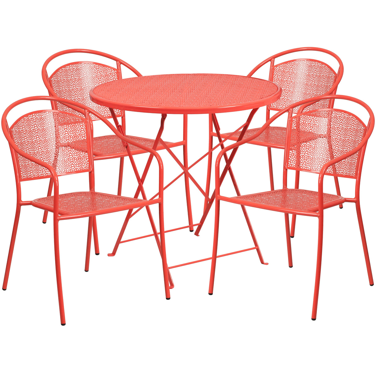 30-in. Round Steel Folding Patio Table Set w/ 4 Chairs
