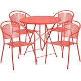 30-in. Round Steel Folding Patio Table Set w/ 4 Chairs