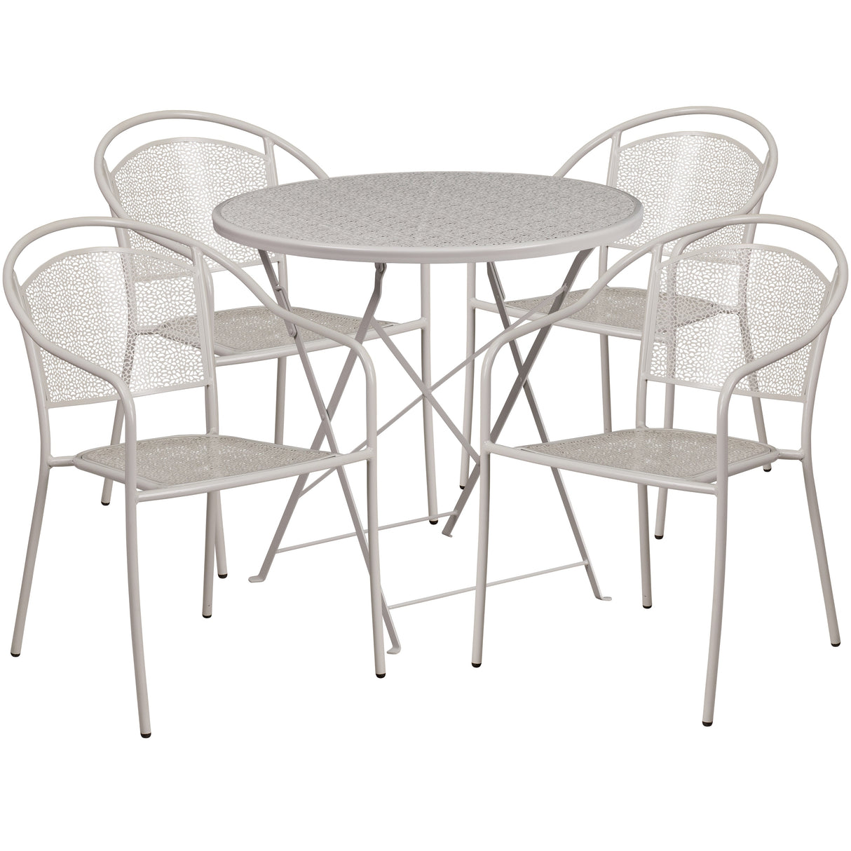 30-in. Round Steel Folding Patio Table Set w/ 4 Chairs