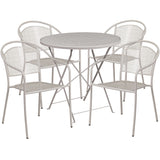 30-in. Round Steel Folding Patio Table Set w/ 4 Chairs