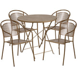 30-in. Round Steel Folding Patio Table Set w/ 4 Chairs