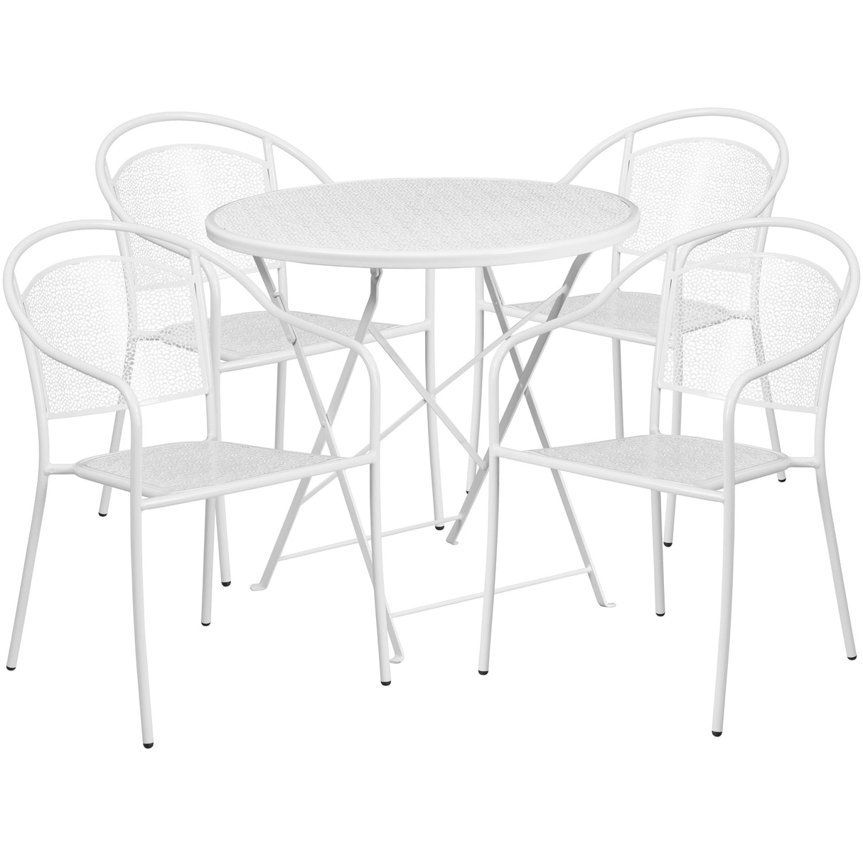30-in. Round Steel Folding Patio Table Set w/ 4 Chairs