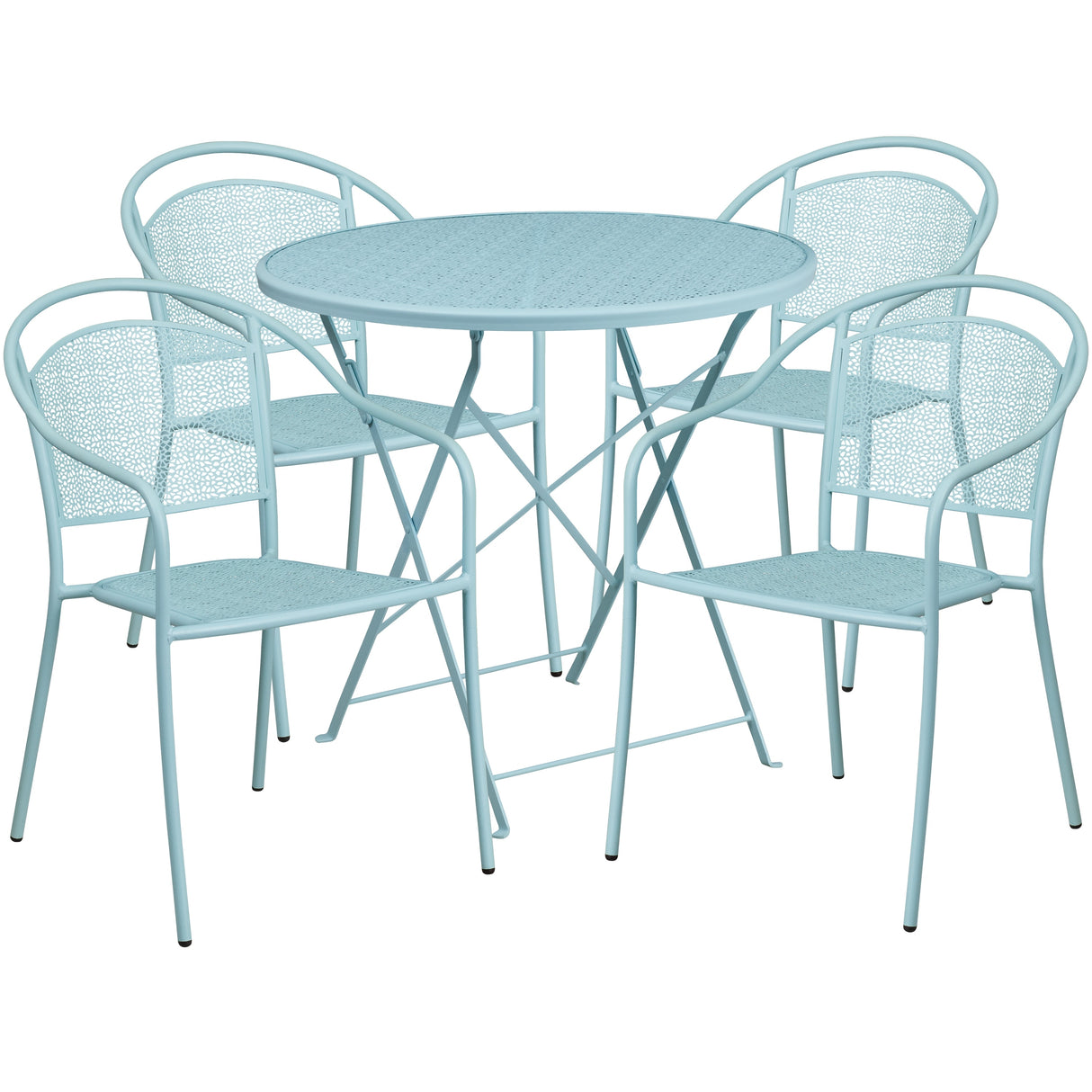 30-in. Round Steel Folding Patio Table Set w/ 4 Chairs