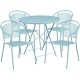 30-in. Round Steel Folding Patio Table Set w/ 4 Chairs