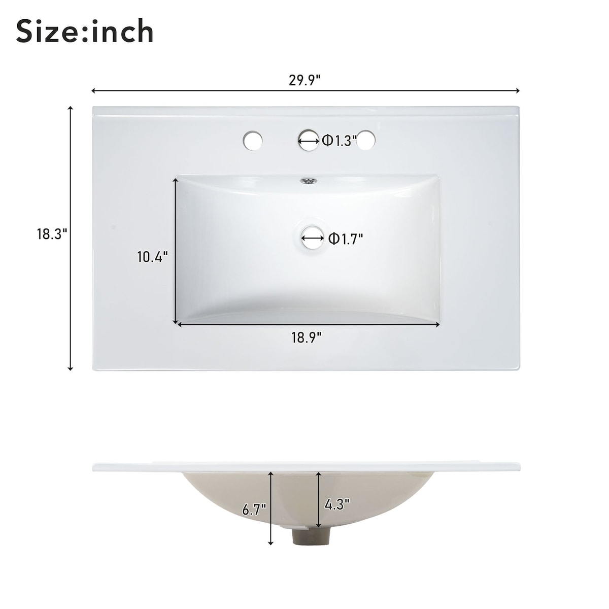 30 in. W x 18 in. D x 34 in. H Single Sink Freestanding Bath Vanity with White Ceramic Top