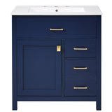 30 in. W x 18 in. D x 34 in. H Single Sink Freestanding Bath Vanity with White Ceramic Top