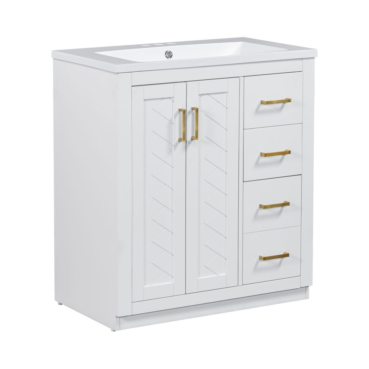 30 in. W x 18 in. D x 34 in. H Single Sink Freestanding Bathroom Vanity with White Resin Top