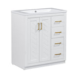 30 in. W x 18 in. D x 34 in. H Single Sink Freestanding Bathroom Vanity with White Resin Top
