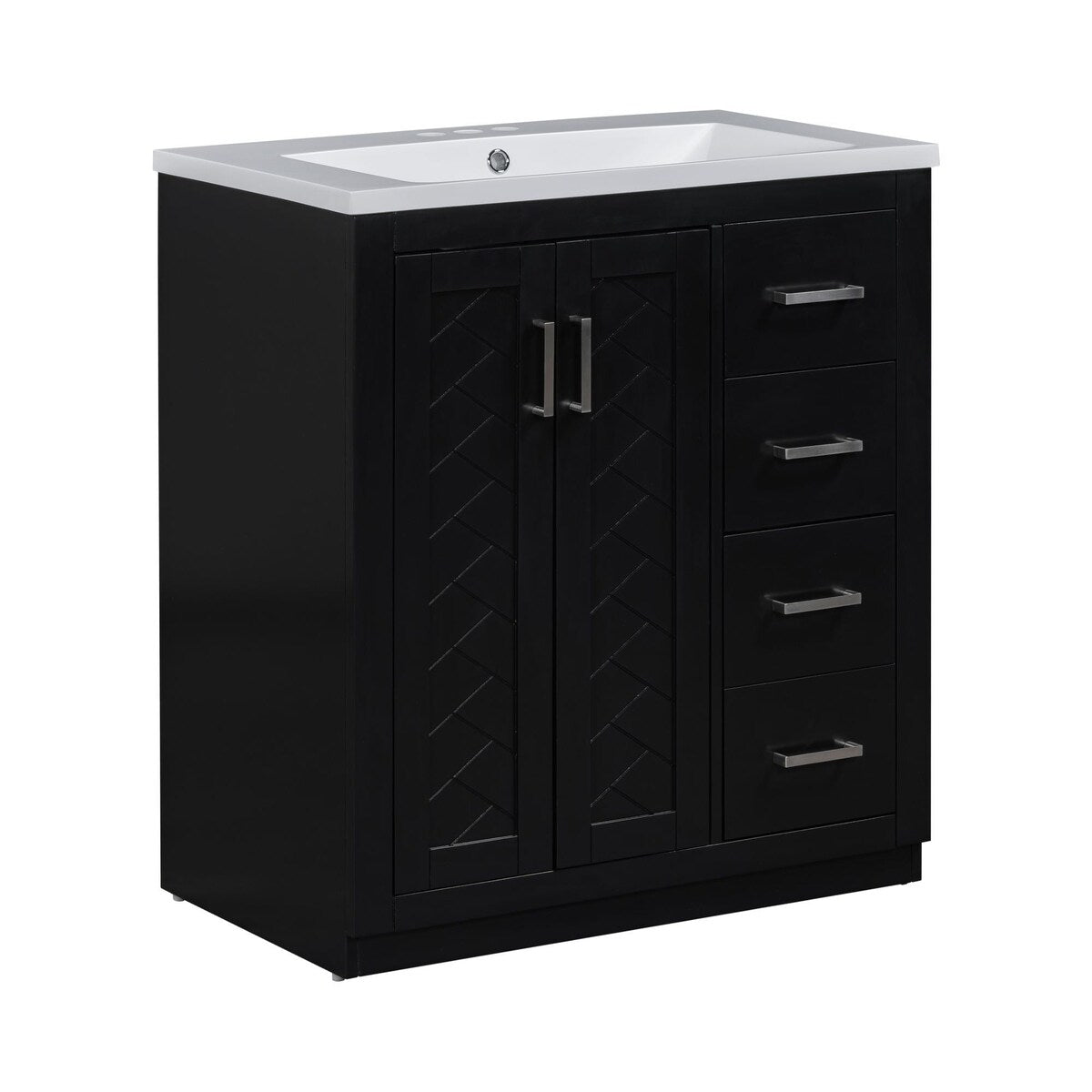 30 in. W x 18 in. D x 34 in. H Single Sink Freestanding Bathroom Vanity with White Resin Top