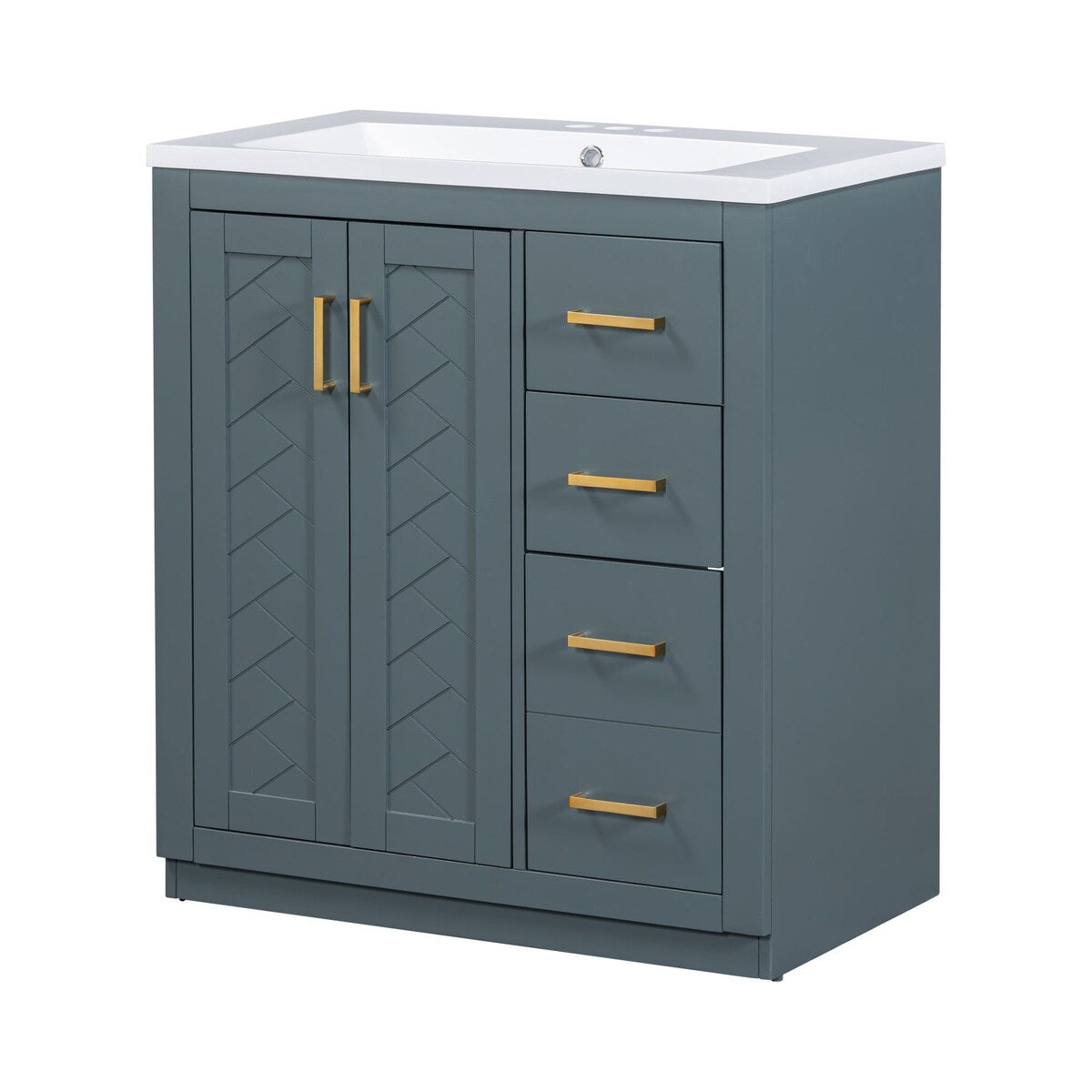 30 in. W x 18 in. D x 34 in. H Single Sink Freestanding Bathroom Vanity with White Resin Top