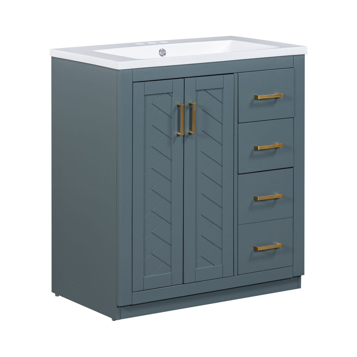 30 in. W x 18 in. D x 34 in. H Single Sink Freestanding Bathroom Vanity with White Resin Top