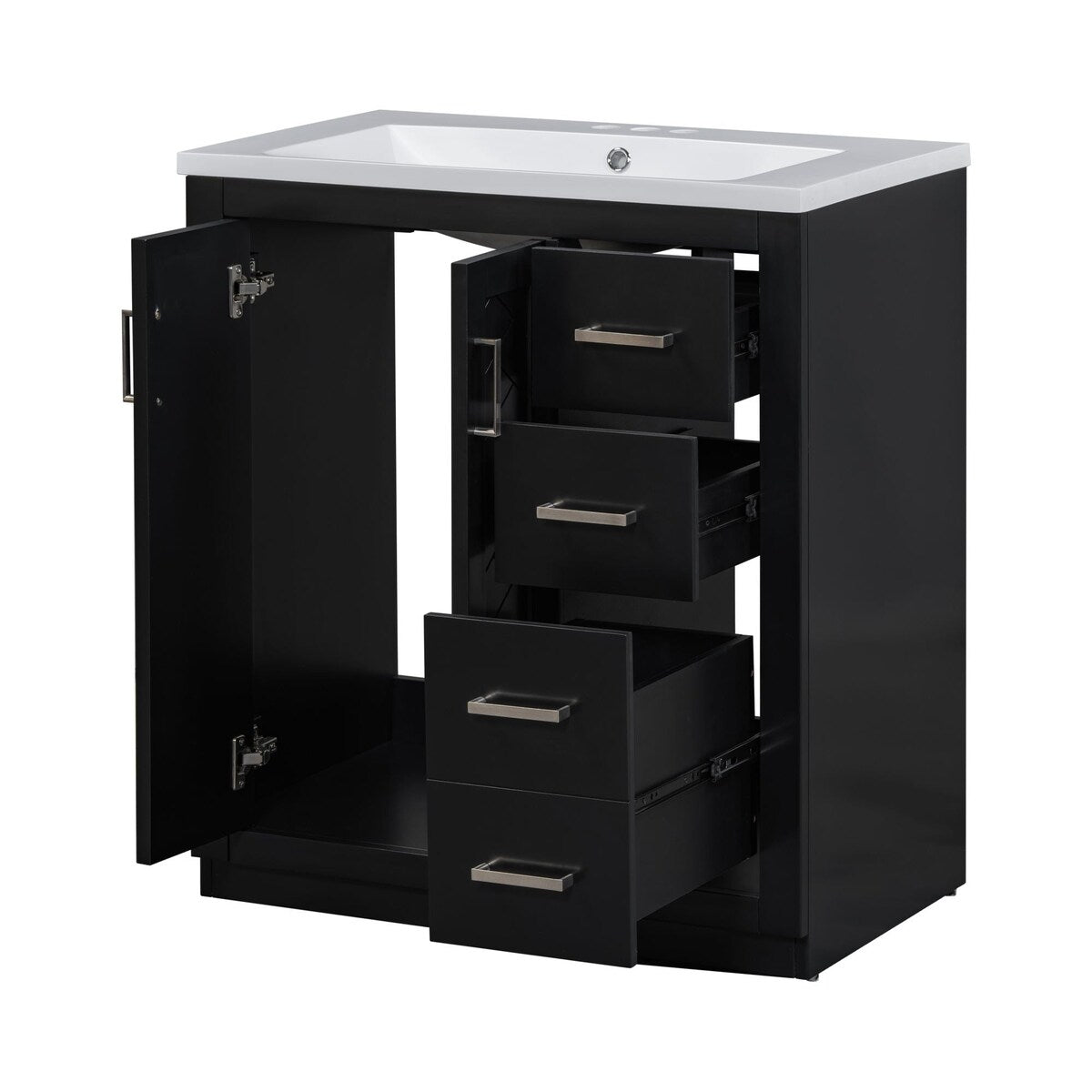 30 in. W x 18 in. D x 34 in. H Single Sink Freestanding Bathroom Vanity with White Resin Top