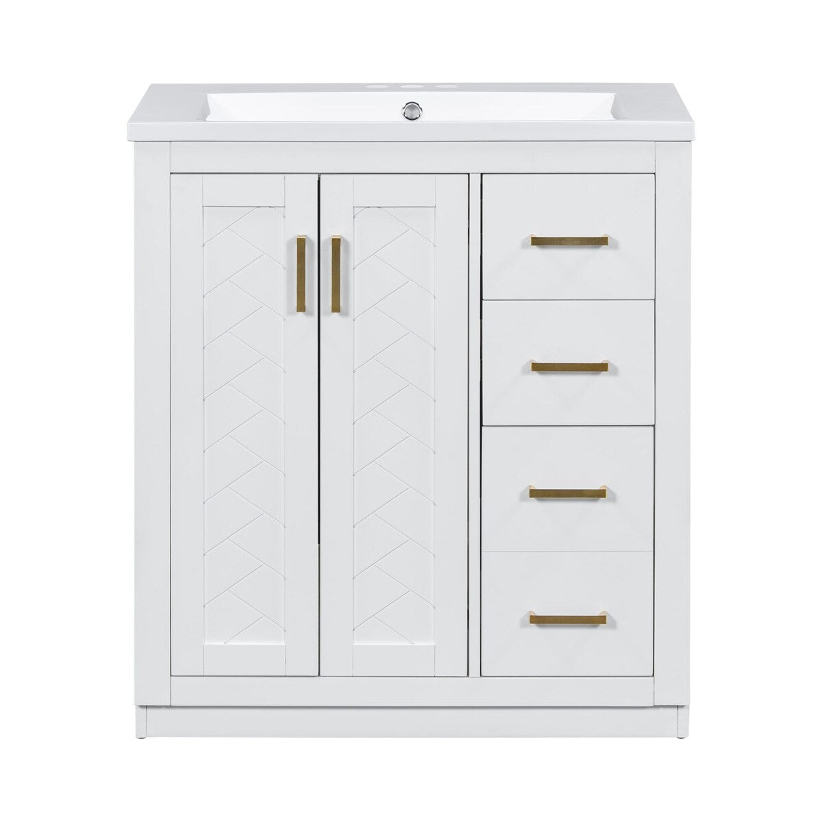 30 in. W x 18 in. D x 34 in. H Single Sink Freestanding Bathroom Vanity with White Resin Top