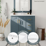 30 in. W x 18 in. D x 34 in. H Single Sink Freestanding Bathroom Vanity with White Resin Top