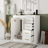 30 in. W x 18 in. D x 34 in. H Single Sink Freestanding Bathroom Vanity with White Resin Top