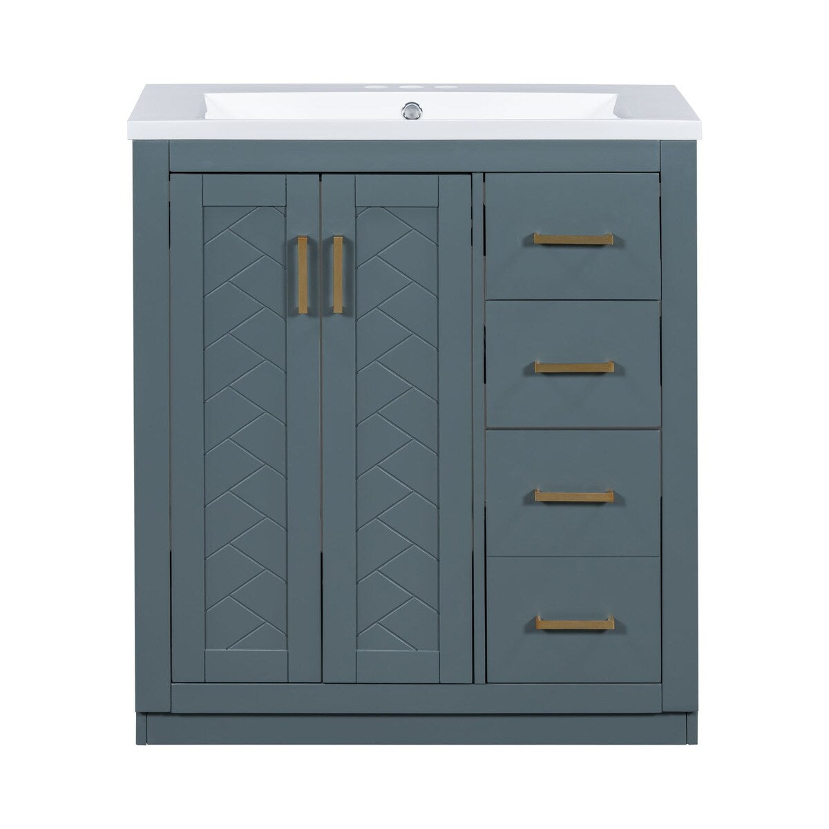 30 in. W x 18 in. D x 34 in. H Single Sink Freestanding Bathroom Vanity with White Resin Top