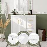 30 in. W x 18 in. D x 34 in. H Single Sink Freestanding Bathroom Vanity with White Resin Top