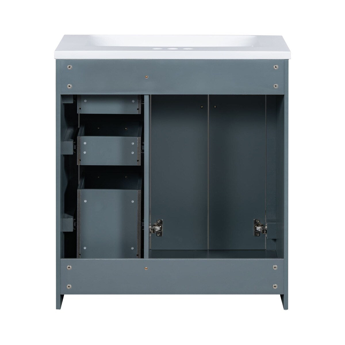 30 in. W x 18 in. D x 34 in. H Single Sink Freestanding Bathroom Vanity with White Resin Top