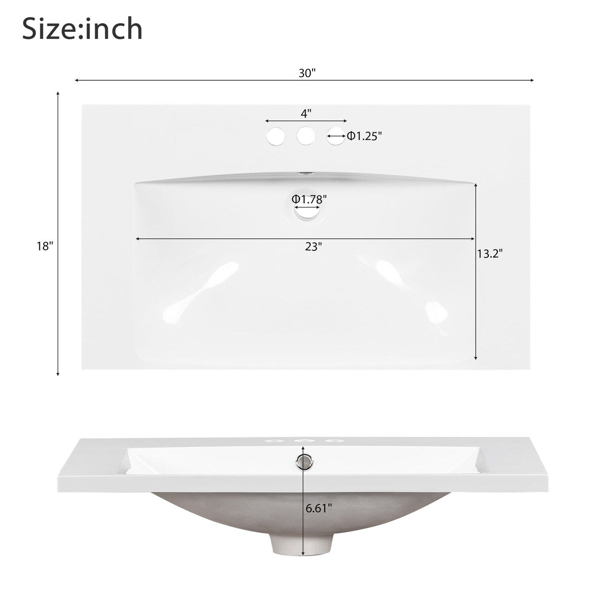30 in. W x 18 in. D x 34 in. H Single Sink Freestanding Bathroom Vanity with White Resin Top