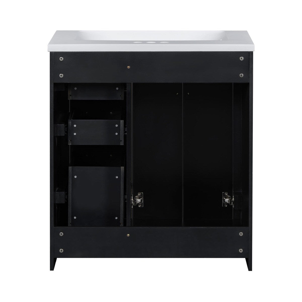 30 in. W x 18 in. D x 34 in. H Single Sink Freestanding Bathroom Vanity with White Resin Top