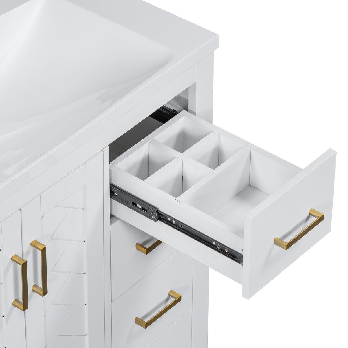 30 in. W x 18 in. D x 34 in. H Single Sink Freestanding Bathroom Vanity with White Resin Top