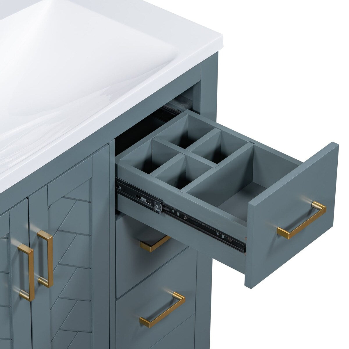 30 in. W x 18 in. D x 34 in. H Single Sink Freestanding Bathroom Vanity with White Resin Top