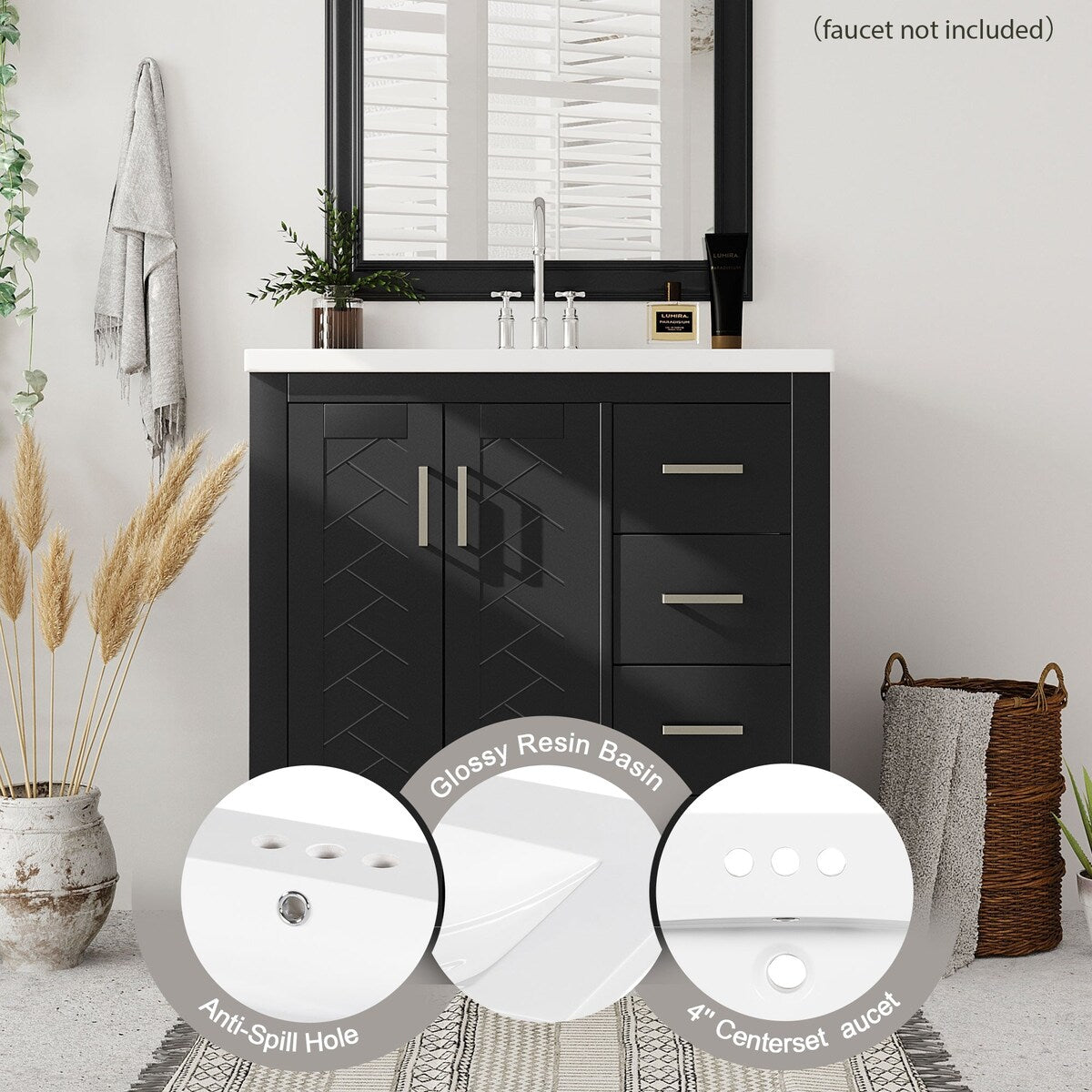 30 in. W x 18 in. D x 34 in. H Single Sink Freestanding Bathroom Vanity with White Resin Top