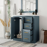30 in. W x 18 in. D x 34 in. H Single Sink Freestanding Bathroom Vanity with White Resin Top