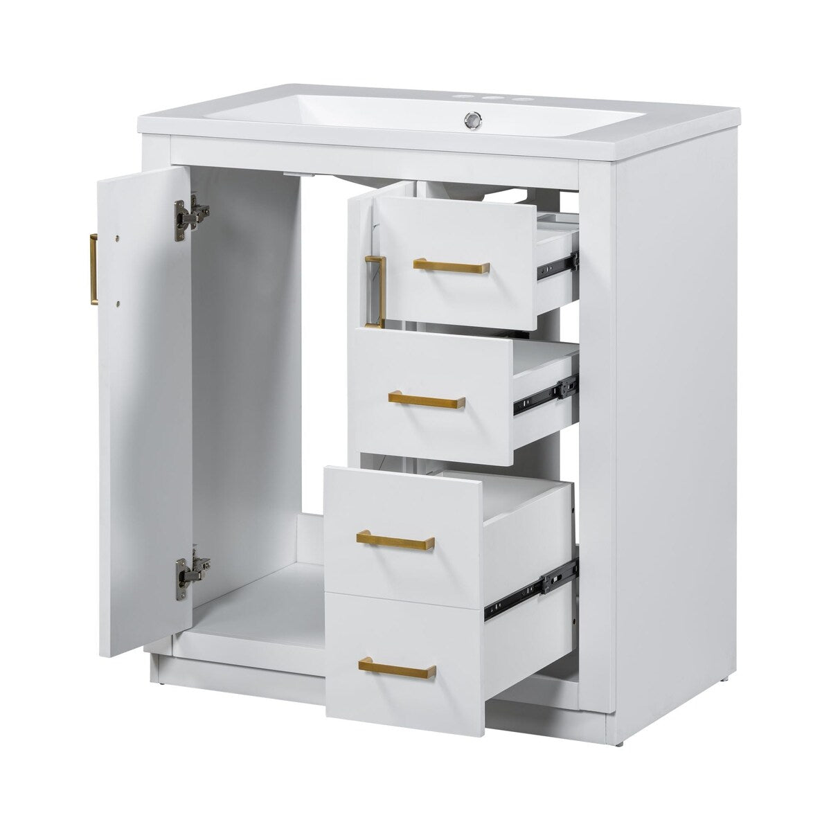 30 in. W x 18 in. D x 34 in. H Single Sink Freestanding Bathroom Vanity with White Resin Top