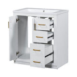 30 in. W x 18 in. D x 34 in. H Single Sink Freestanding Bathroom Vanity with White Resin Top