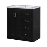 30 in. W x 18 in. D x 34 in. H Single Sink Freestanding Bathroom Vanity with White Resin Top