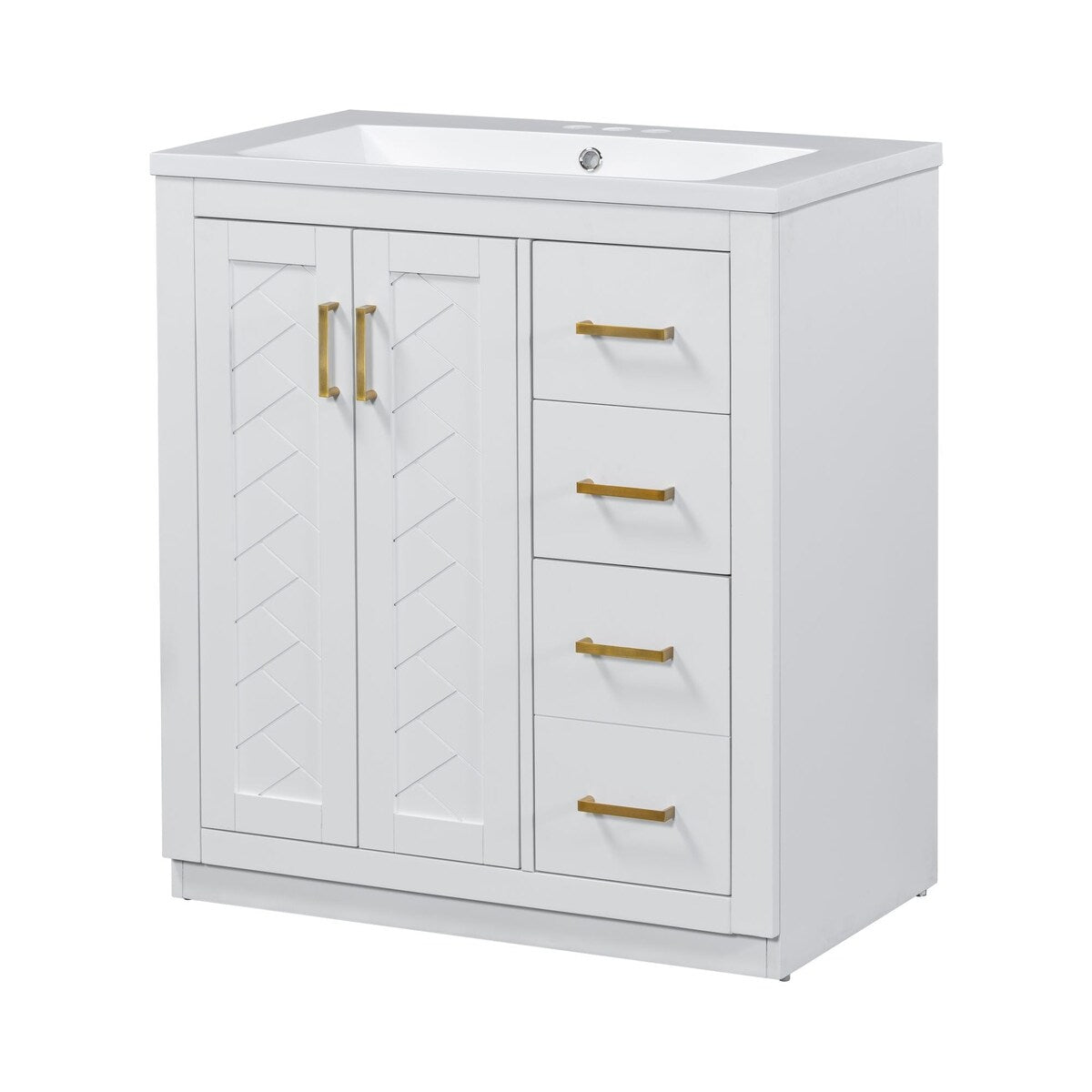 30 in. W x 18 in. D x 34 in. H Single Sink Freestanding Bathroom Vanity with White Resin Top