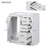 30 in. W x 18 in. D x 34 in. H Single Sink Freestanding Bathroom Vanity with White Resin Top