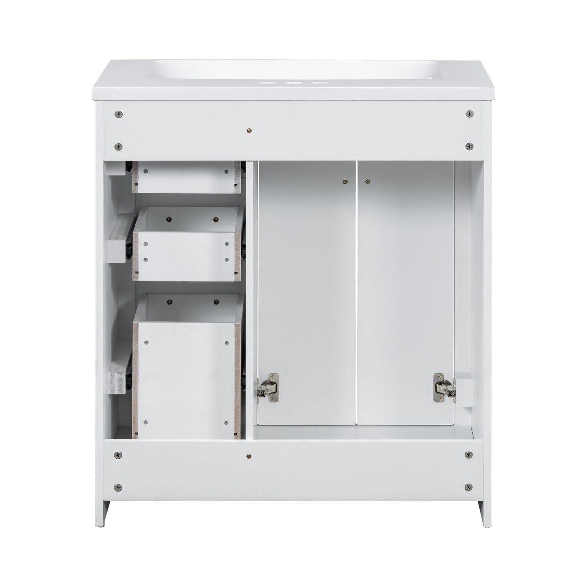 30 in. W x 18 in. D x 34 in. H Single Sink Freestanding Bathroom Vanity with White Resin Top