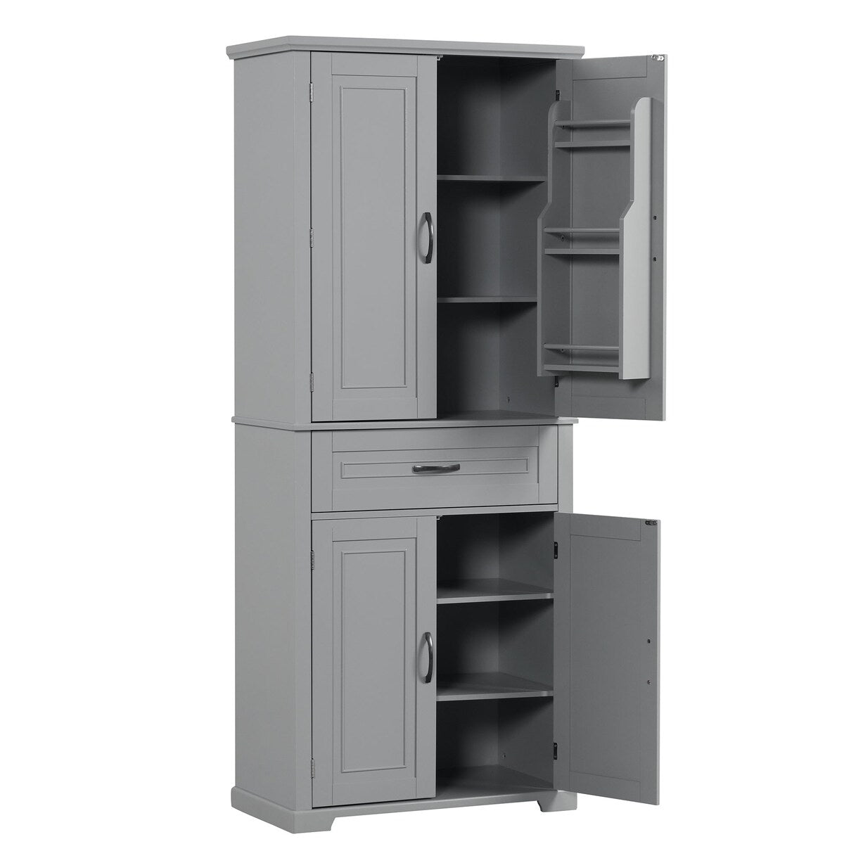 30 in. W x 72 in. H Freestanding Bathroom Cabinet in White with Adjustable Shelf and Drawer