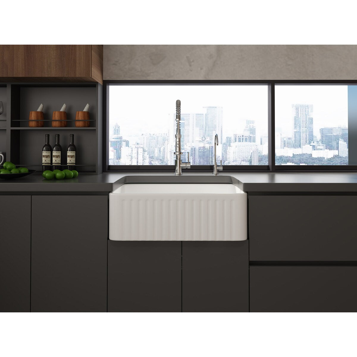 CLihome 30 in. White Ceramic Kitchen Sink