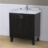 Single Sink Bathroom Vanity in Dark Brown Finish 30-inch Extra thick Ceramic Sink-top