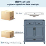 30 inches Freestanding Bathroom Vanity Set in Blue with Integrated Ceramic Sink