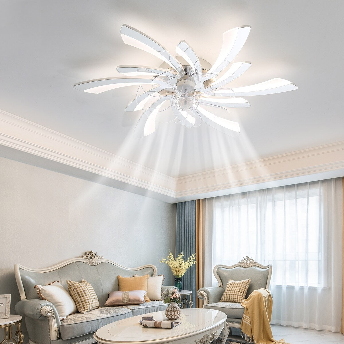 30.7" Ceiling Fan with Lights, Remote Control 3 Color Temperatures,6 G