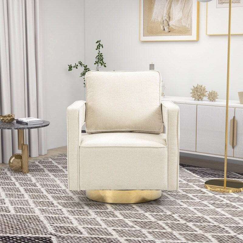 30.7"W Swivel Accent Open Back Chair Modern Comfy Sofa Chair With Gold Stainless Steel Base For Nursery Living Room