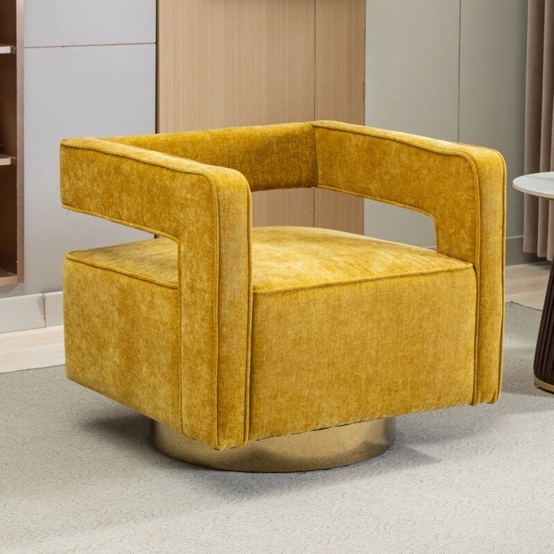 30.7"W Swivel Accent Open Back Chair Modern Comfy Sofa Chair With Gold Stainless Steel Base For Nursery Living Room