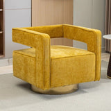30.7"W Swivel Accent Open Back Chair Modern Comfy Sofa Chair With Gold Stainless Steel Base For Nursery Living Room