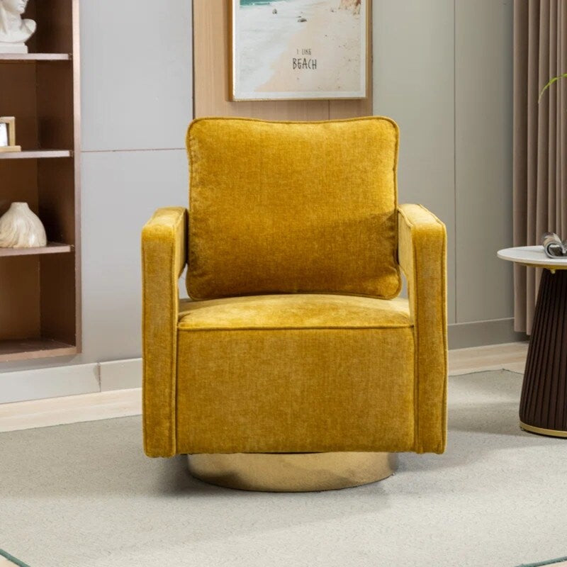30.7"W Swivel Accent Open Back Chair Modern Comfy Sofa Chair With Gold Stainless Steel Base For Nursery Living Room