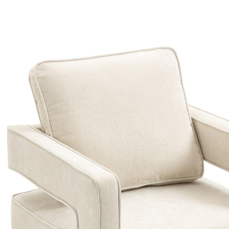 30.7"W Swivel Accent Open Back Chair Modern Comfy Sofa Chair With Gold Stainless Steel Base For Nursery Living Room