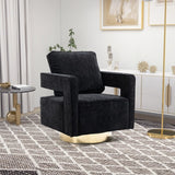 30.7"W Swivel Accent Open Back Chair Modern Comfy Sofa Chair With Gold Stainless Steel Base For Nursery Living Room