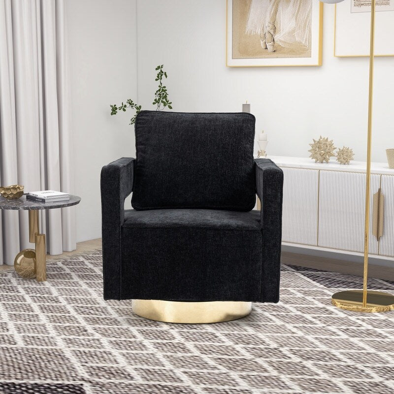 30.7"W Swivel Accent Open Back Chair Modern Comfy Sofa Chair With Gold Stainless Steel Base For Nursery Living Room