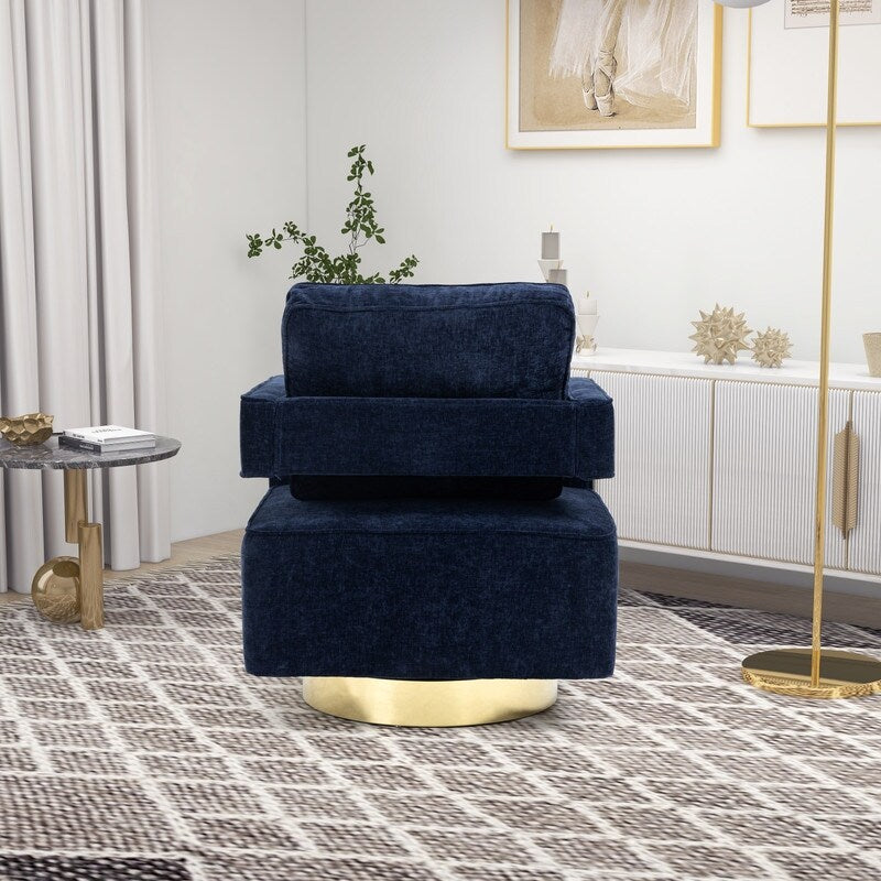 30.7"W Swivel Accent Open Back Chair Modern Comfy Sofa Chair With Gold Stainless Steel Base For Nursery Living Room