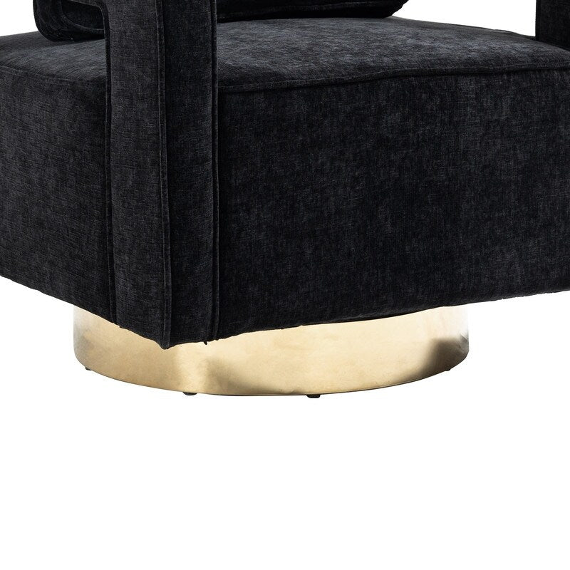 30.7"W Swivel Accent Open Back Chair Modern Comfy Sofa Chair With Gold Stainless Steel Base For Nursery Living Room